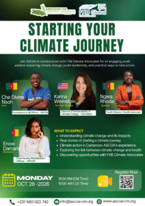 Starting Your Climate Journey webinar, Monday 26 October 2026, 3:00 PM Cameroon time and 10:00 AM US time